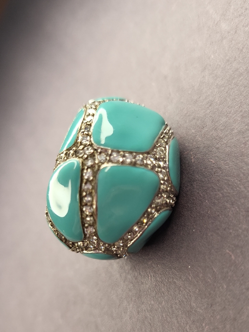Turquoise and Rhinestone Ring
